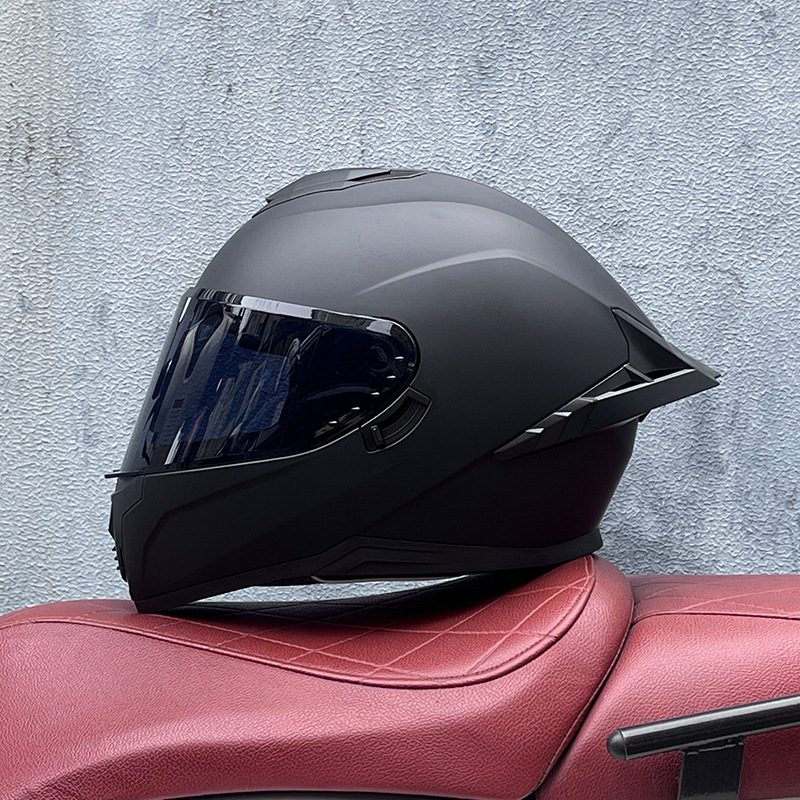 Casco integral transfronterizo DOT de la versión mejorada de LVS con doble lente para hombres, casco de seguridad universal para todas las estaciones para motociclistas femeninas, casco de motocicleta con doble lente.
