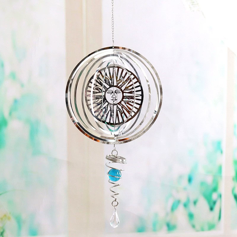 Трансграничный декоративный металлический лист из нержавеющей стали 3D трехмерный складной вращающийся колокольчик, уличный декоративный трехмерный колокольчик, подвеска