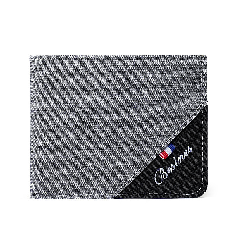 Cartera de color en contraste para hombre corta 2025 nueva marca de moda joven estudiante personalidad simple clip de camioneta plegable ultrafino