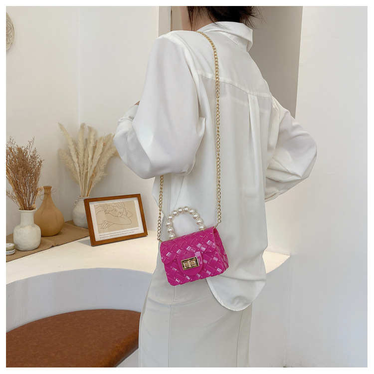 Mode Bonbon Farbe Perlengriff Mini Messenge Bag display picture 18