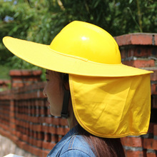 夏季工地施工遮阳帽檐大款带帽檐头盔散热帽子阻隔紫外线遮阳板罩