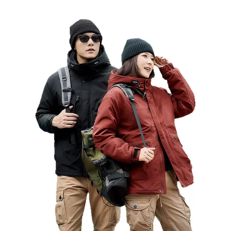 跨境新款冬季加厚保暖袄外套男潮流纯色连帽衣男休闲宽松外套宽松