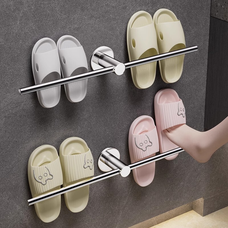 304 stainless steel slipper rack toilet storage rack bathroom non-perforated shoes storage rack toilet wall hanging drain