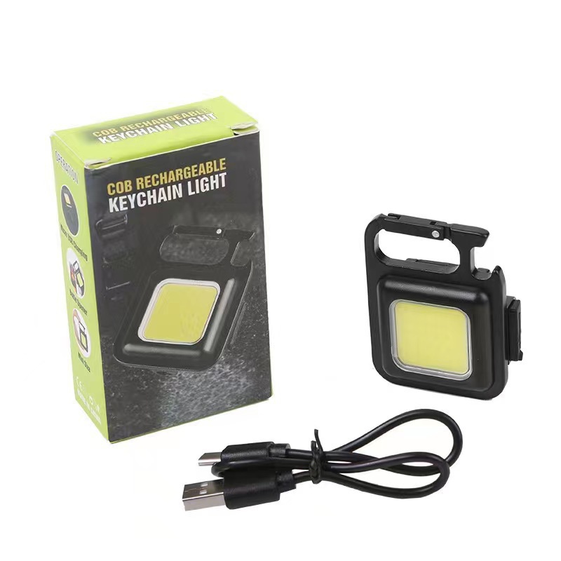 USB mini llavero luz de trabajo COB de alto brillo luz de campamento portátil multifuncional luz portátil al aire libre de emergencia