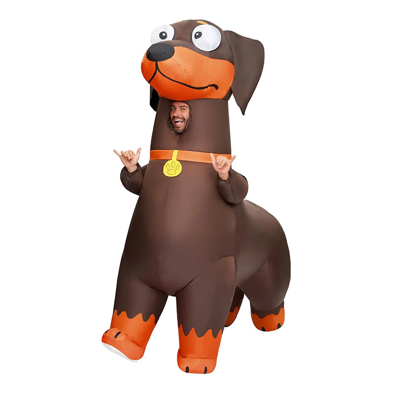 Disfraz inflable de dinosaurio de poliéster, cosplay divertido, muñeca de dibujos animados para escenario y fiesta