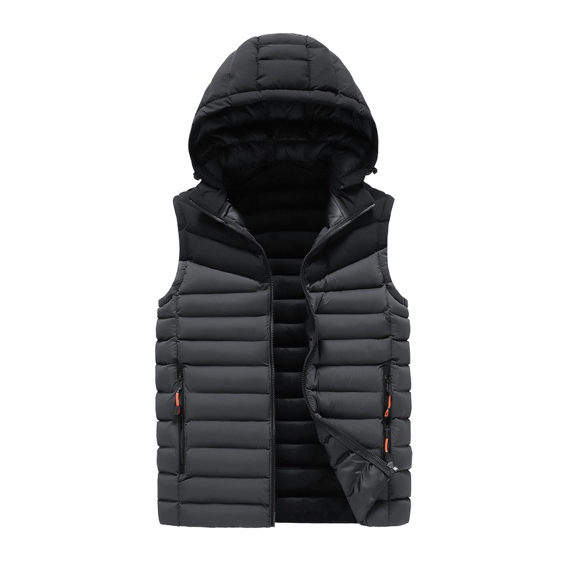 2021 chaleco Chaleco de algodón de comercio exterior transfronterizo para hombres Chaleco de talla grande otoño e invierno abrigo de hombre con capucha con forro polar logotipo imprimible