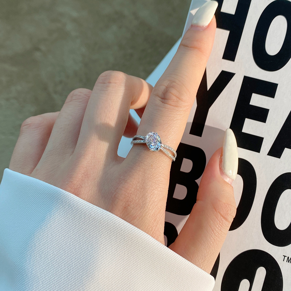 Fashion Geometric Sterling Silver Plating Zircon Rings 1 Piece