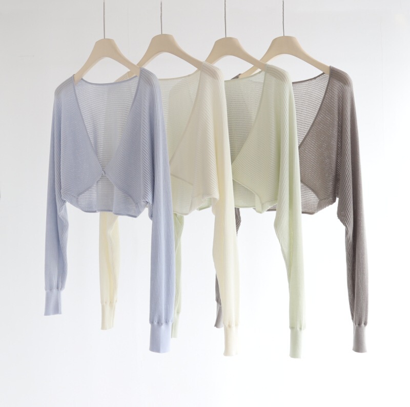 Relaxation and Lazy One Button Tencel Shawl Women's Summer New Hollow Loose Fashionable Knitted Ware Top