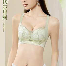 无侧骨6750#浪漫蕾丝无磁文胸34-40中厚B杯聚拢高侧收四排扣内衣