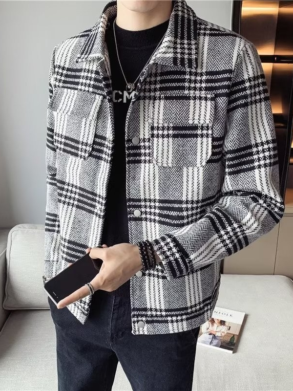 Abrigo de lana corto engrosado con algodón para hombres jóvenes otoño e invierno chaqueta de solapa delgada para hombres chaqueta de lana para hombres