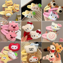 2025秋冬新款毛绒卡通少女心掰掰夹海绵发夹刘海边夹批发头饰发饰