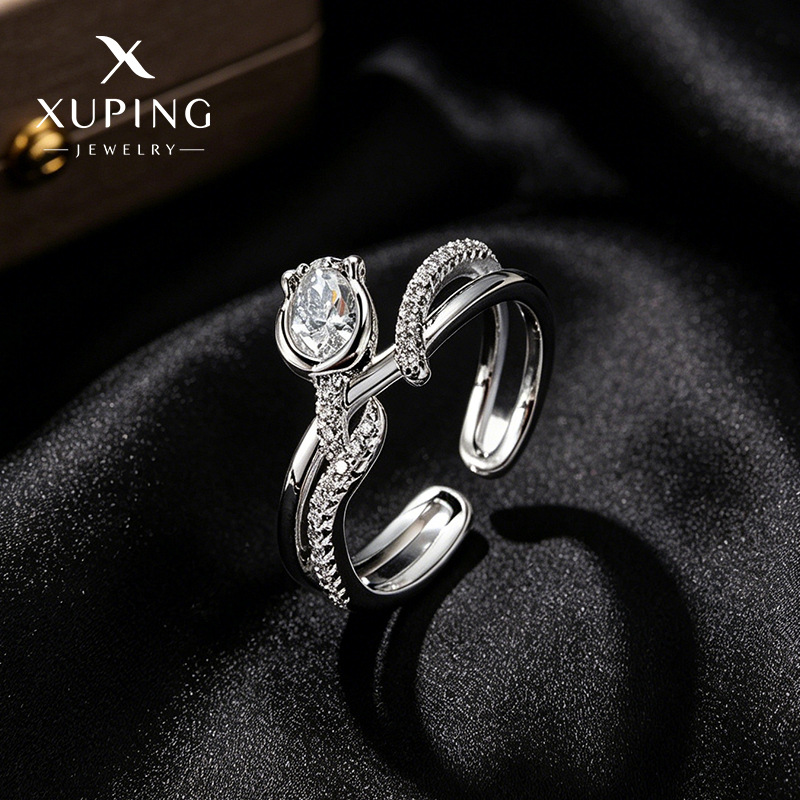 Xuping mano nueva pequeña joya artificial flores tulipanas anillo de doble capa de moda elegante temperamento anillo mujer