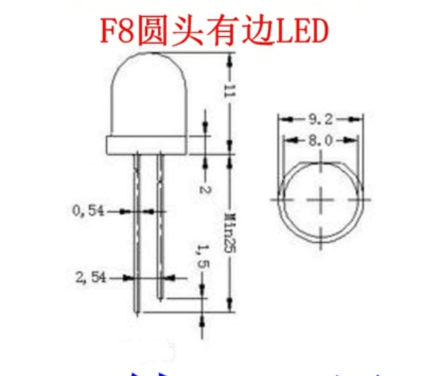 Двухцветный светодиод с глянцевой головкой Ø8/8 мм,Mist LED, красный, зелёный, красный, красный, изумрудно-зелёный, инь-янь, прямой ввод