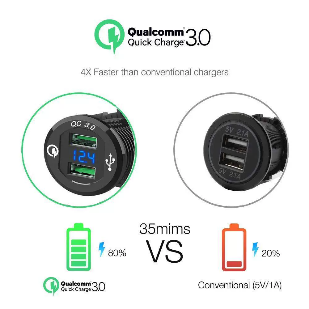 Новый автомобиль мотоцикл модификация USB-зарядное устройство для мобильного телефона планшета QC3.0 металленый быстрая зарядка автомобильное зарядное кросс-бордер теплообеспечение