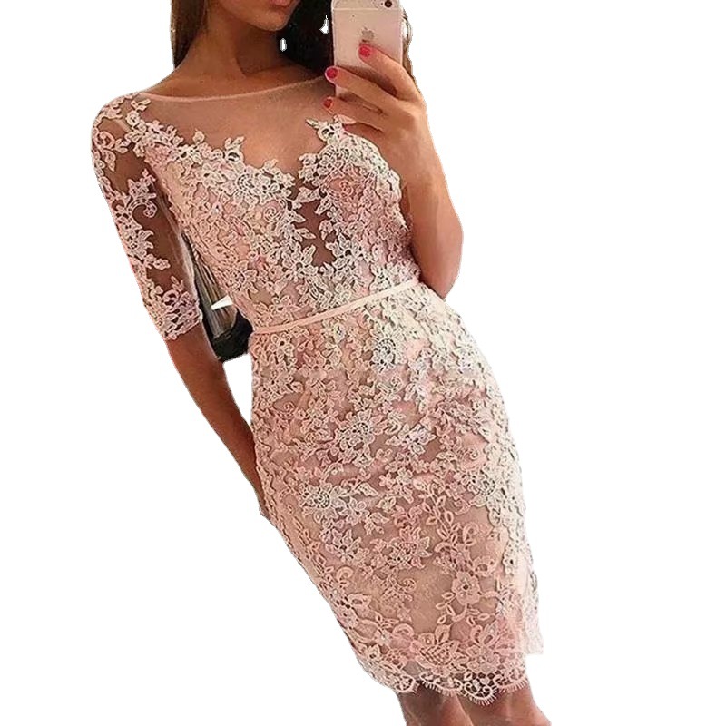 Comercio exterior europeo y americano Amazon AliExpress deseo vestido de noche de las mujeres falda de cadera corta vestido de noche de encaje