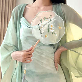 刺绣团扇中国古风圆扇仙气汉服旗袍扇子古典宫扇舞蹈扇古风扇子