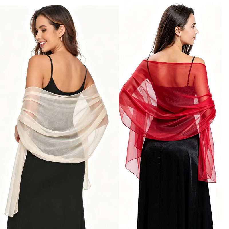 New cross-border bridal and bridesmaid tulle evening dress shawl, light and elegant, suitable for prom, party, and dinner, women's cheongsam shawl