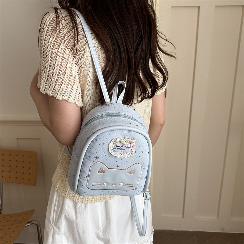 2026 nueva universidad estampada estrella mini mochila de estudiantes niña caricatura gato mochila pequeña