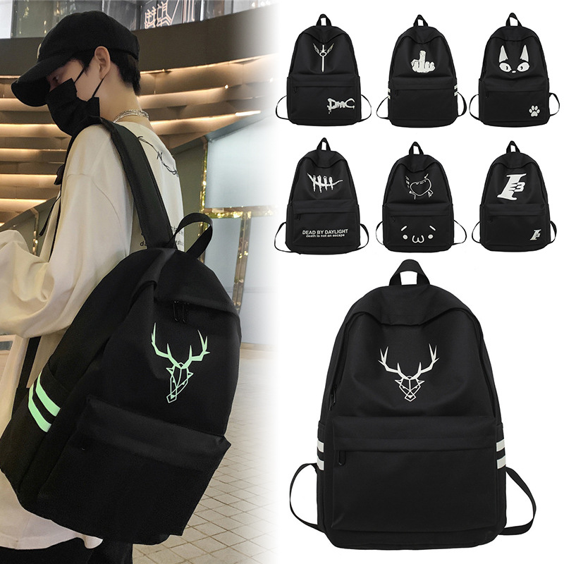 New student Korean version trendy luminous for men's middle and high school casual Oxford cloth backpack_voghion.com