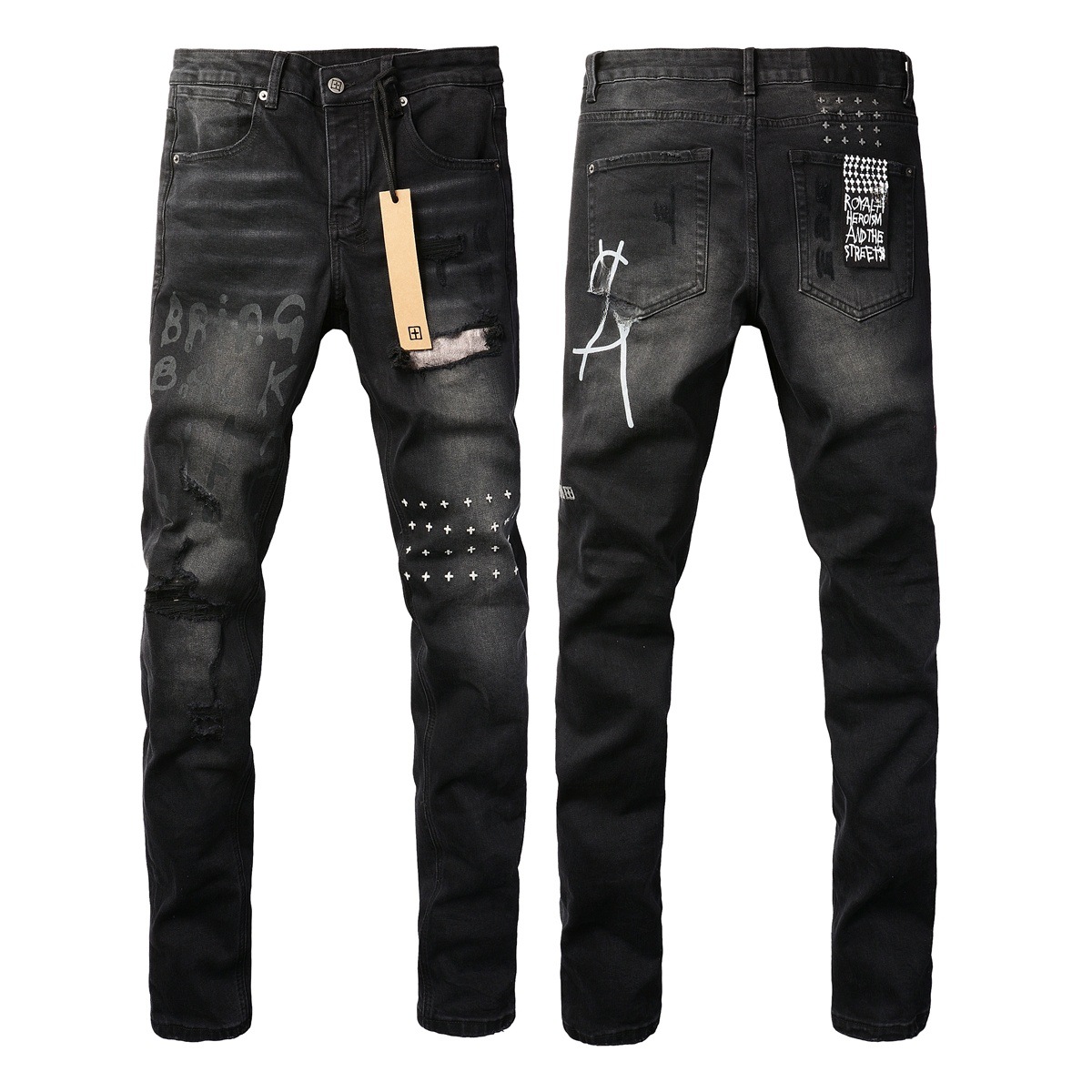 Men's Jeans Ksubi Slim Fit Skinny Jeans Trendy Brand Ripped Patch Temu Jeans 3015