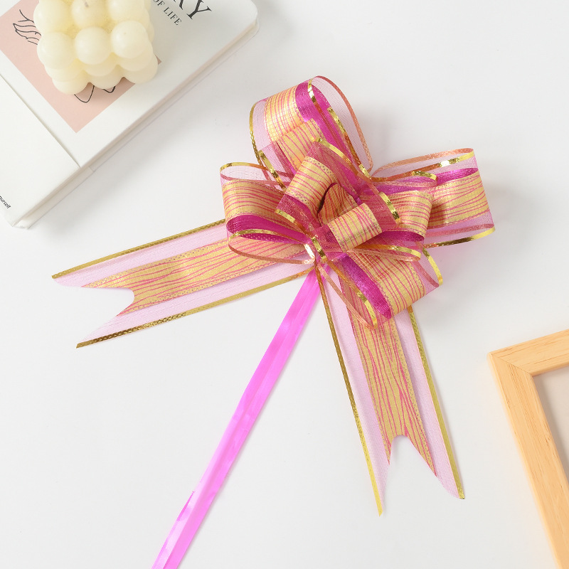 Transfronterizo 2024 nuevo estilo 50 patrón de piel de árbol de cebolla dorada grande hilo de nieve lazo flor de mano decoración de Navidad cinta de dibujo