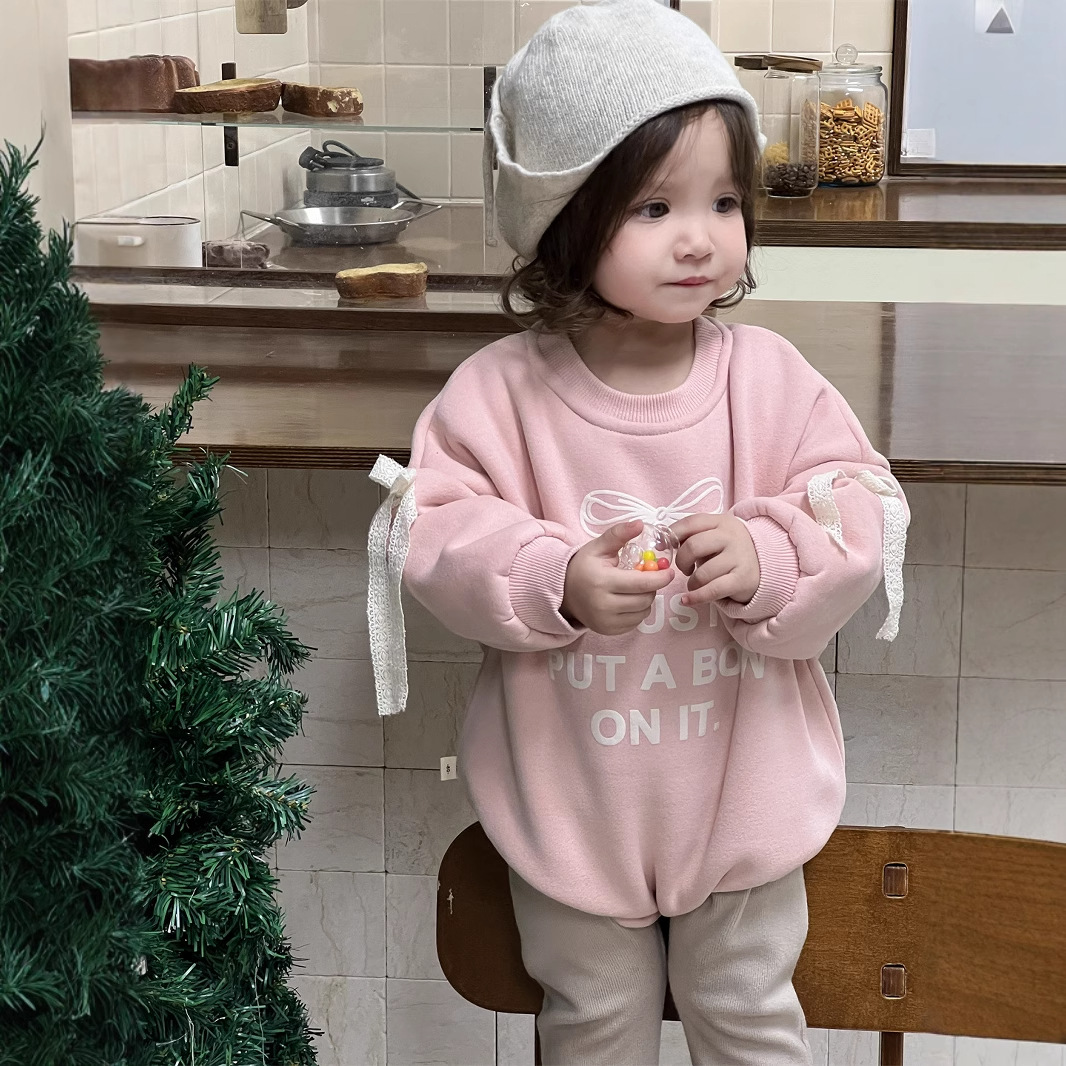 Ropa de invierno para niños niñas monótese grueso ropa infantil coreana con camisa de terciopelo para bebés bolsa de pelusa