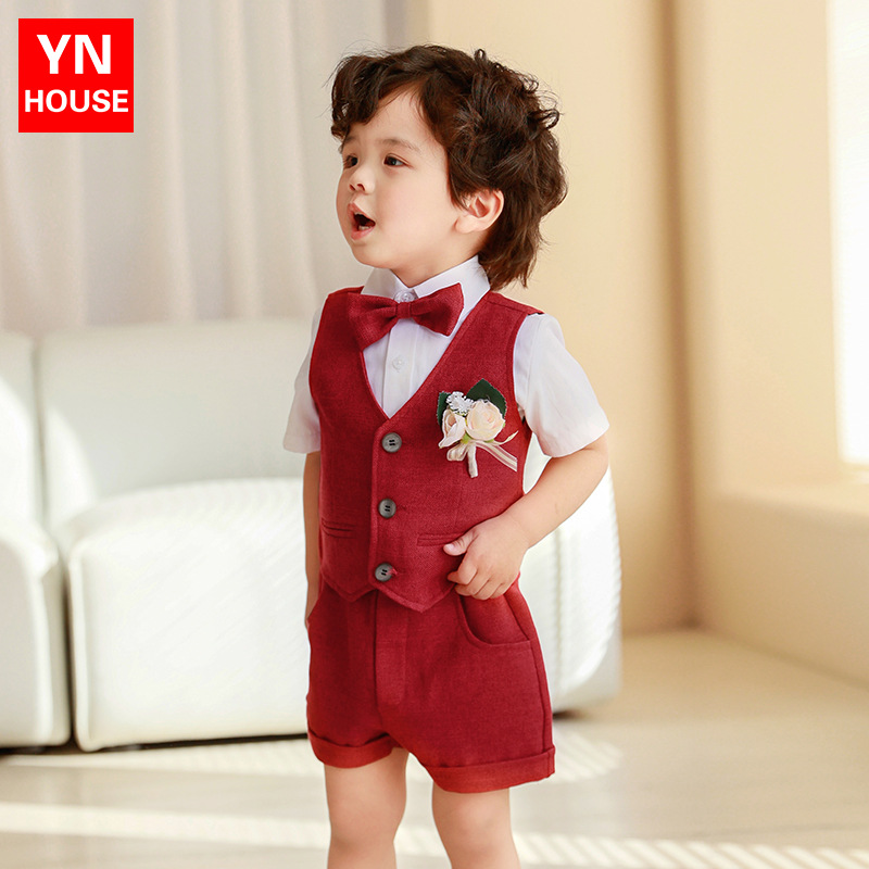 Traje para niños, traje de chaleco, vestido de verano para bebés, anfitrión de cumpleaños, traje de piano para niña de las flores para niños