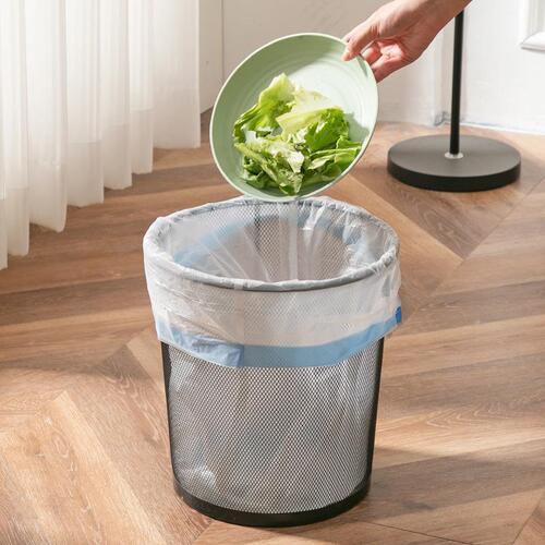 Stylish Thick White Trash Bags with Automatic Closure, Ready Stock Drawstring for Dorms and Offices - Keeps Hands Clean
