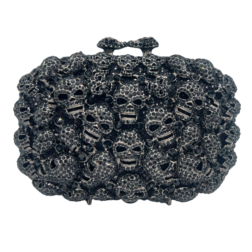 Bolsa de cristal de calavera, bolsa de cena de diamante de calavera, bolsa de diamante de Halloween, bolsa de mano de mujer dura