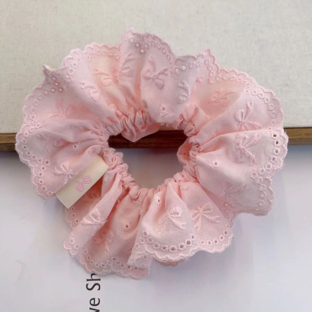 73＃双层刺绣蝴蝶结发圈【粉色】