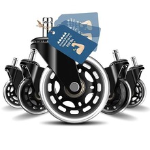 3寸透明PU脚轮 插杆式 办公椅脚轮 静音耐磨聚氨酯万向轮