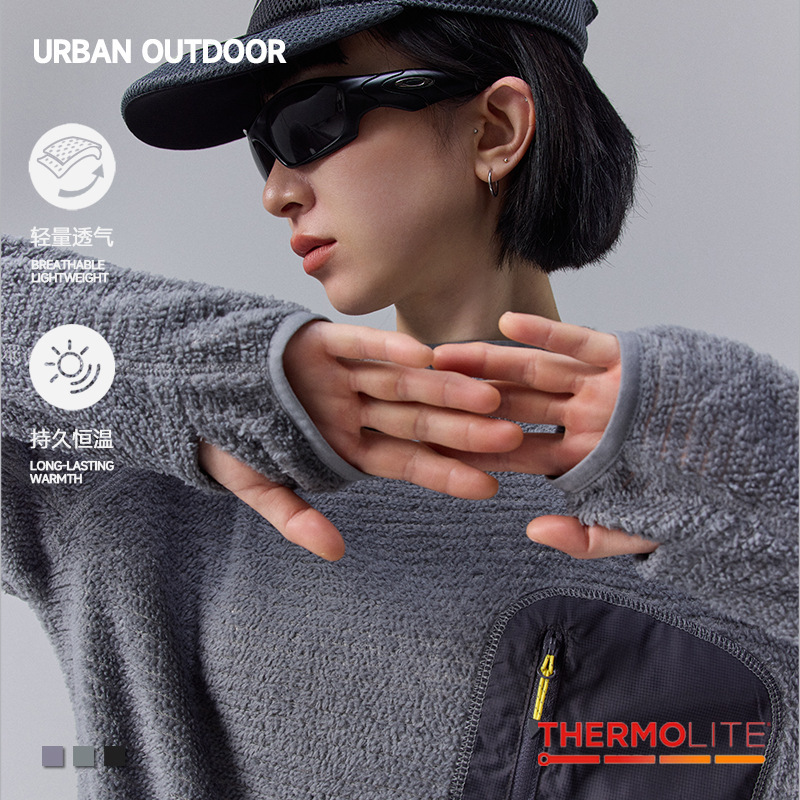 American Leica Yarn Thermolite Lightweight Breathable Pullover Hoodie Couple Style Constant Temperature Warm Hooded Jacket