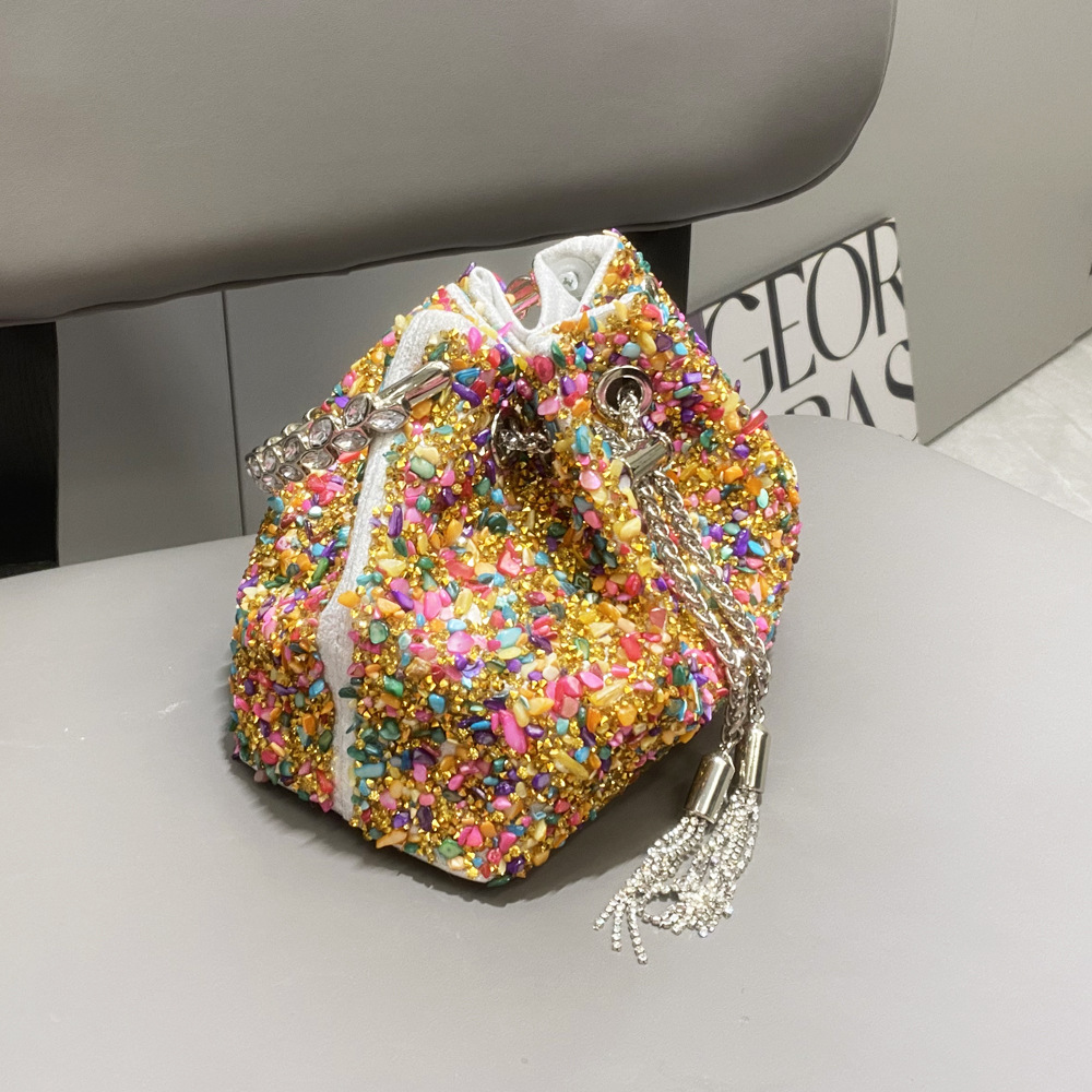 487g Weight String Closure Type Top Handle Strap Type Bucket Bag Bags Type Holiday, Shopping Occasion Polyester Material Solid Color Pattern All Seasons Season Women's Gender Streetwear Style Bucket Shape Medium Size Women's Medium Polyester Solid Color Streetwear Bucket String Bucket Bag 11