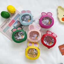 新款儿童斜挎包小童零钱包 幼儿单肩包卡通兔子亮片收纳韩版流沙