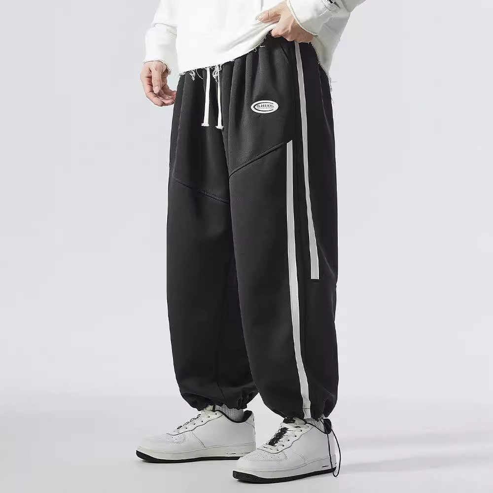 2XL-8XL大码运动裤男生抽绳直筒加大加肥潮胖休闲卫裤肥佬长裤