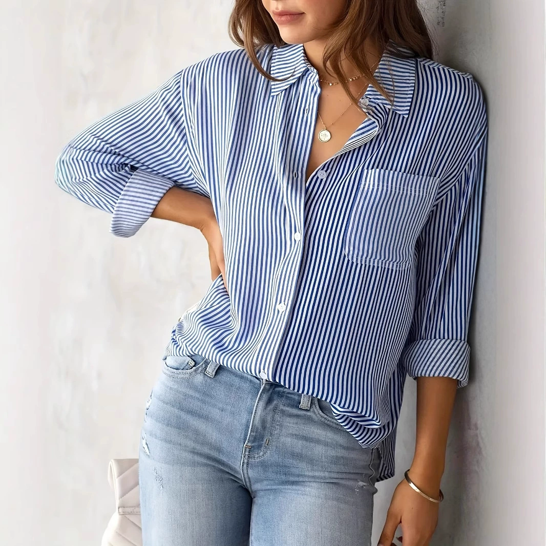 Amazon экспортирует европейскую и американскую одежду, топы AliExpress ebay, свободные повседневные рубашки с длинными рукавами и принтом для женщин