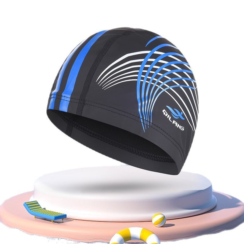 [LOGO personalizado] gorra de baño PU para adultos gorra de estilo impresa protector de orejas sin estrangular cabello largo gorra de baño unisex