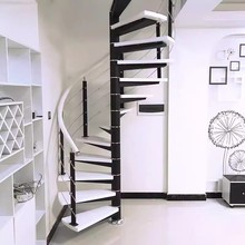 旋转楼梯室内阁楼家用整体别墅钢木踏步复式小型公寓中柱定 制楼