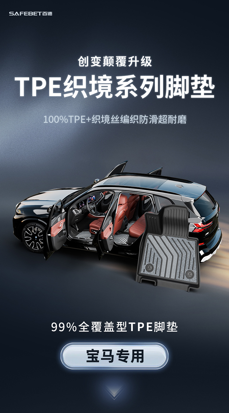 BMW X1IX1X3 IX3X4X5LX7M2M3M4i3 i5 2 Series 3 Series 4 Series 5 Series 7 Series TPE Car Floor Mats