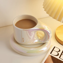 驼峰陶瓷马克杯珍珠彩可爱情侣杯子高级感胖胖杯mug韩国跨境热采