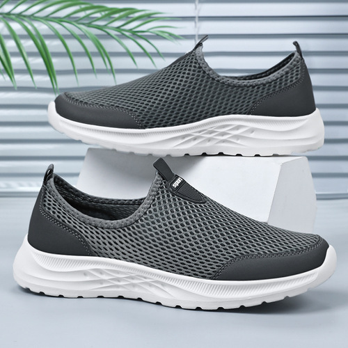 Men's Summer Mesh Breathable Odor-Controlled Casual Slip-On Shoes Private Domain Gift Shoes Plus Size Dad Shoes