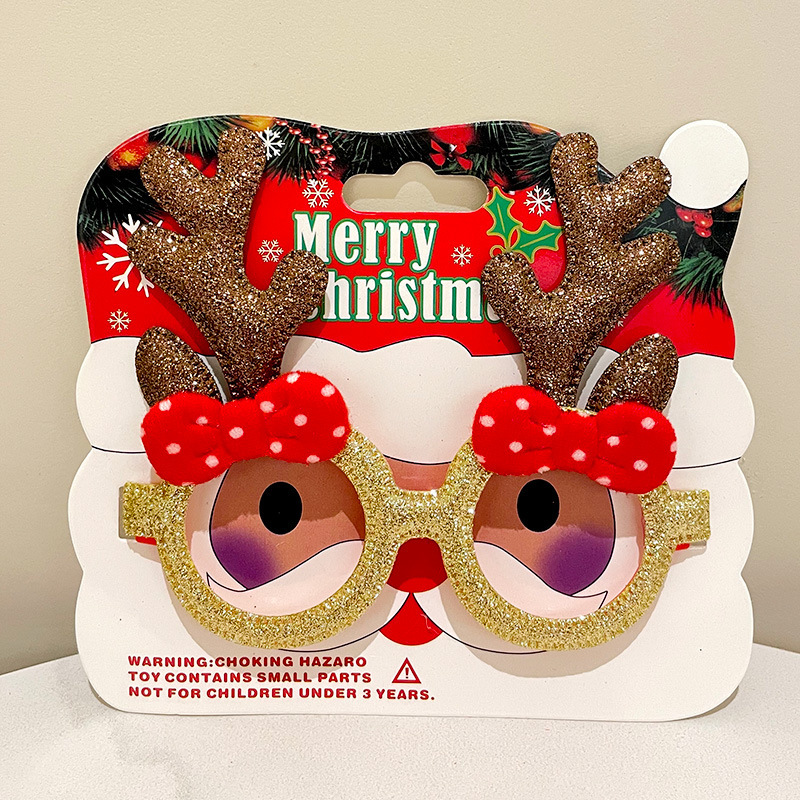 Nuevo marco de gafas de plástico feliz navidad para adultos y niños fiesta de disfraces accesorios de Navidad al por mayor