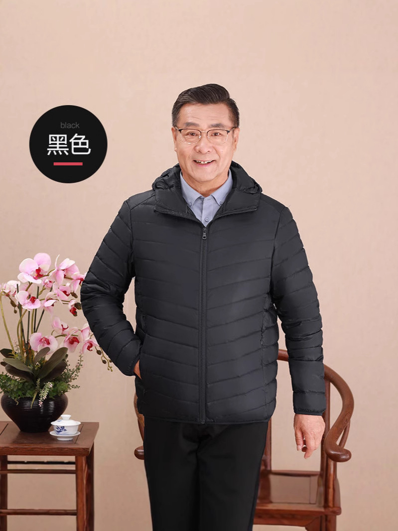 Chaqueta de plumón ligera transfronteriza hombre de mediana edad padre vestido de cuello corto invierno chaqueta de abrigo de invierno