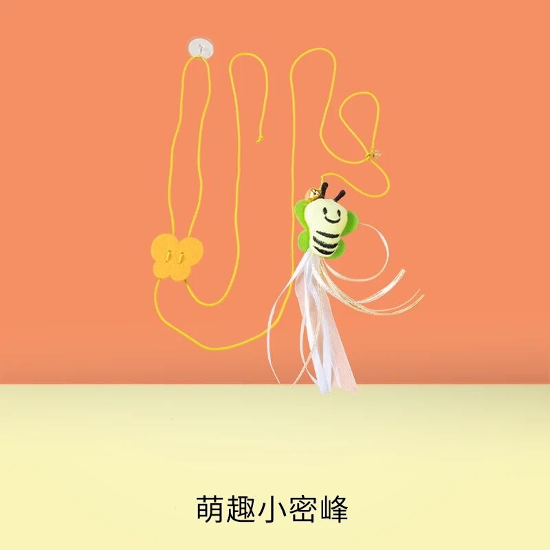 新款悬挂式逗猫玩具挂门弹力绳逗猫玩具羽毛小老鼠逗猫棒自嗨解闷|undefined