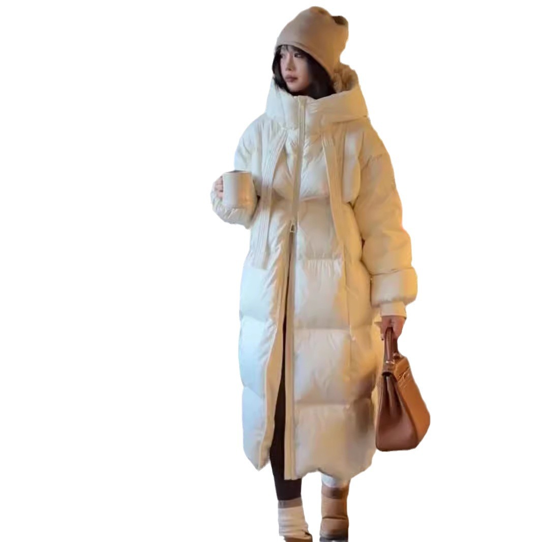 2024 nuevo tipo de ropa de algodón de pluma gruesa, ropa de algodón de rodilla larga de mujer, ropa de pan holgada coreana, chaqueta de algodón de invierno