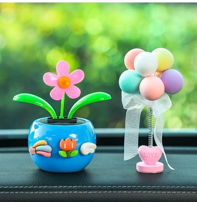 Car ornaments | Swing Sunflower Plastic Decorations - blue-three-small-flowers-balloons