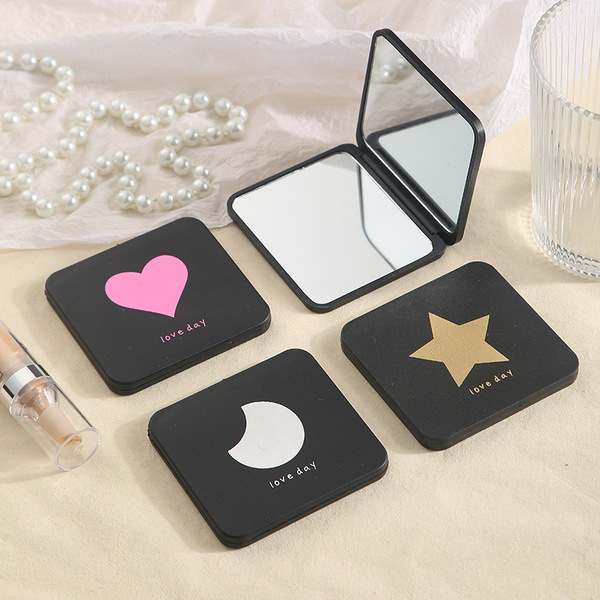 Portable small double-sided handheld folding mirror for students