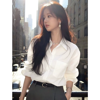 白色衬衫女2026春季新款上衣设计感小众轻奢高级感宽松慵懒风衬衣