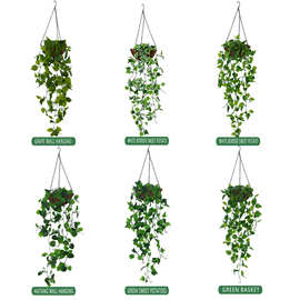 批发仿真叶壁挂花小绿萝仿真绿叶植物壁挂藤条壁挂仿真花绿萝吊兰