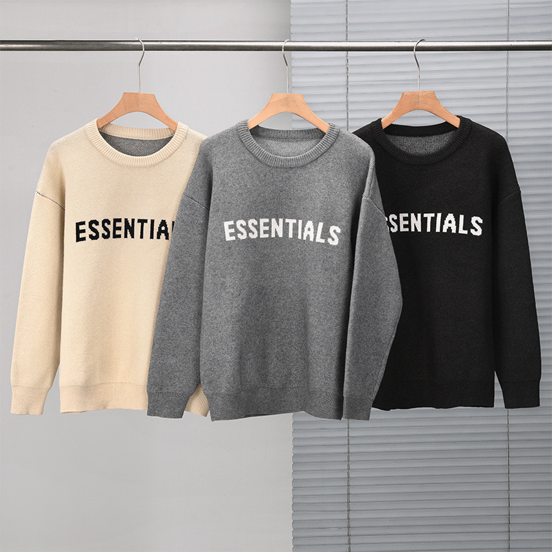 Cross-Border Version of Essentials Winter Thickeneded Loose Couple Fog Seventh Season Round Neck Pullover Knitwear